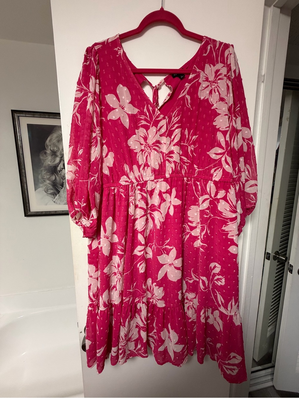 Torrid Women's Floral Pink Tie-Back Mini Dress